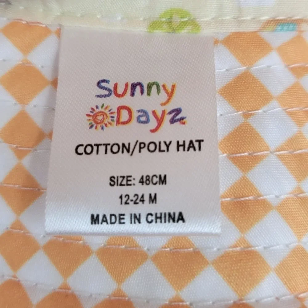 Sunny Dayz Reversible Bucket Hat 12-24mo Girls Boys Unisex Yellow Orange